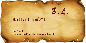 Balla Lipót névjegykártya